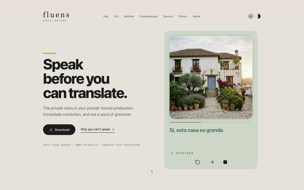 Fluens landing page