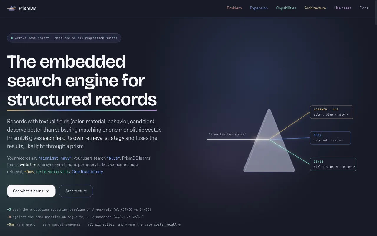 PrismDB landing page